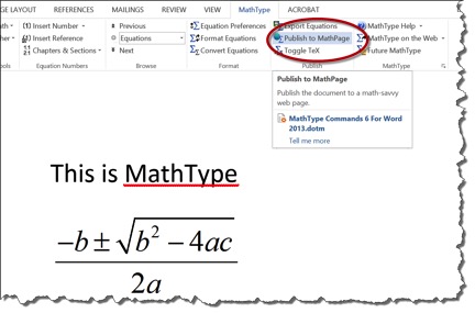 In MathType press "Publish to Math Page"